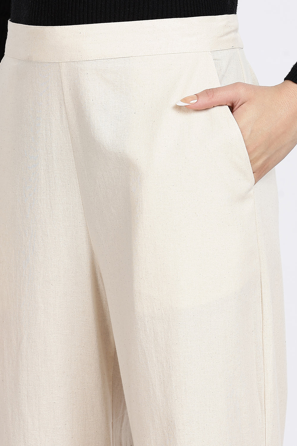 Mythri Women’s Straight Wide-Leg Pant – Cotton Blend Everyday Wear with Drawstring and Pockets | Comfortable & Elegant - TD02