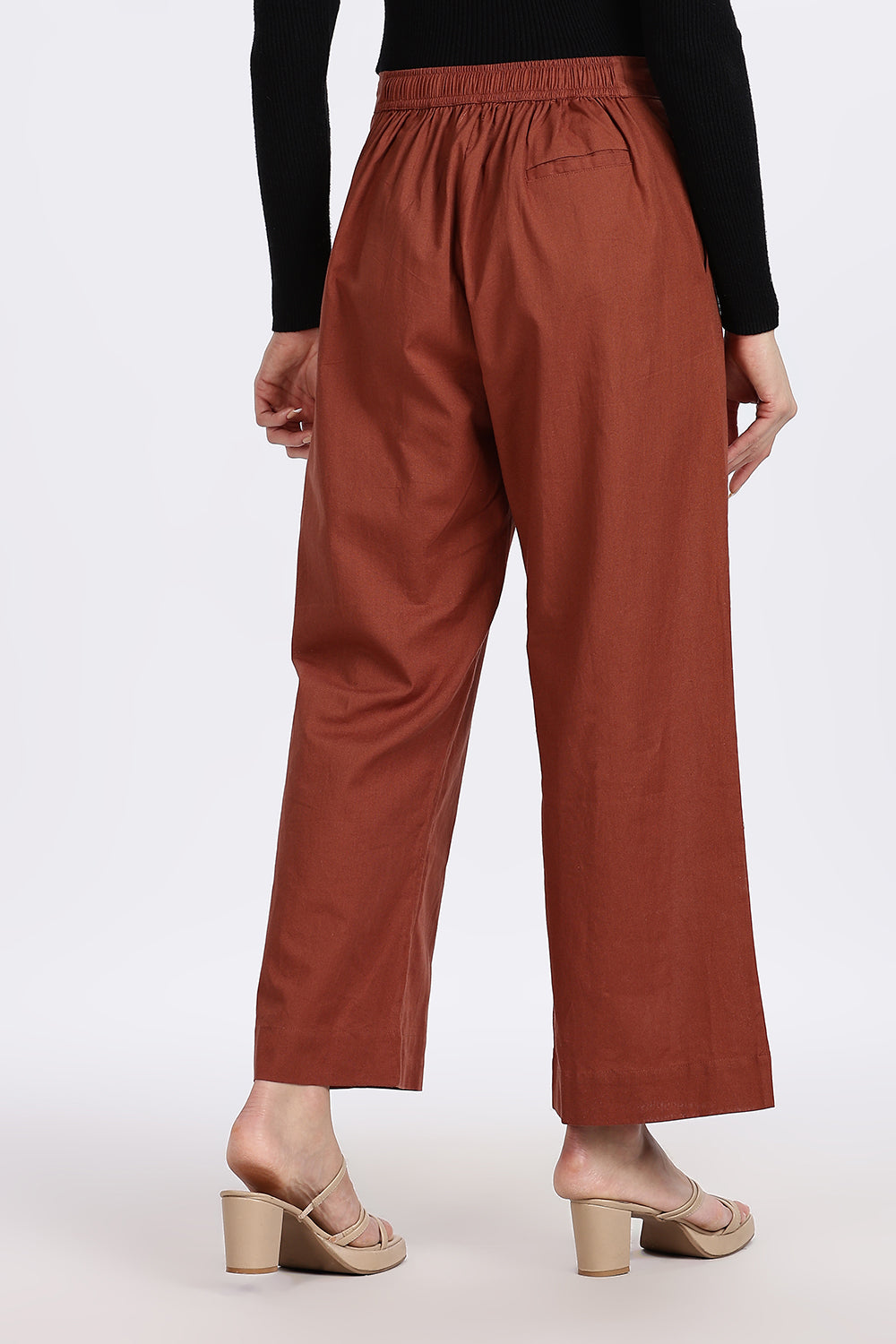 Mythri Women’s Straight Wide-Leg Pant – Cotton Blend Everyday Wear with Drawstring and Pockets | Comfortable & Elegant - TD02