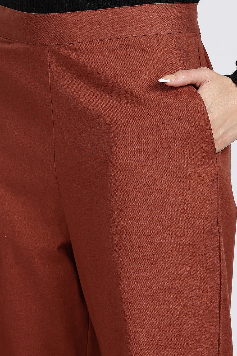 Mythri Women’s Straight Wide-Leg Pant – Cotton Blend Everyday Wear with Drawstring and Pockets | Comfortable & Elegant - TD02