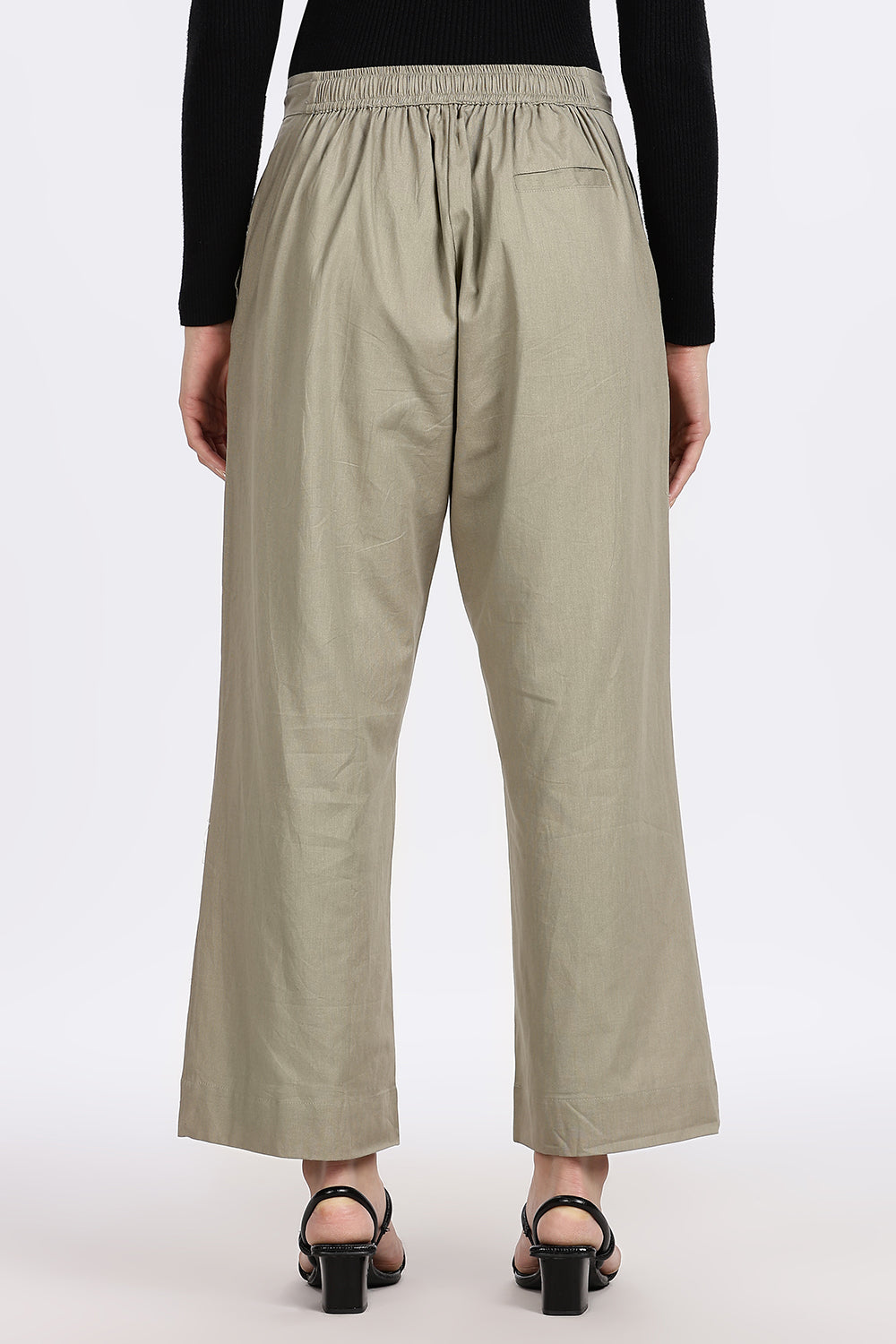 Mythri Women’s Straight Wide-Leg Pant – Cotton Blend Everyday Wear with Drawstring and Pockets | Comfortable & Elegant - TD02