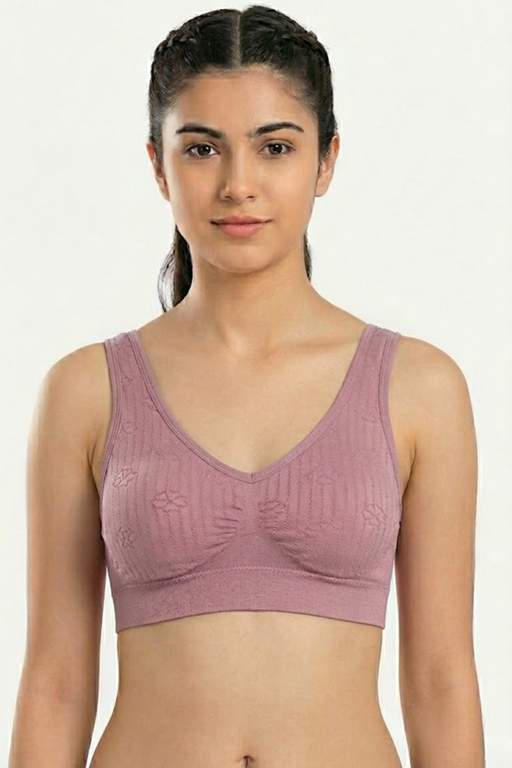 Women's Padded Cotton-Blend Sport Bra – Full Coverage, Seamless Sweat-Absorbent Support & Crop-Top Ready Fit - S988