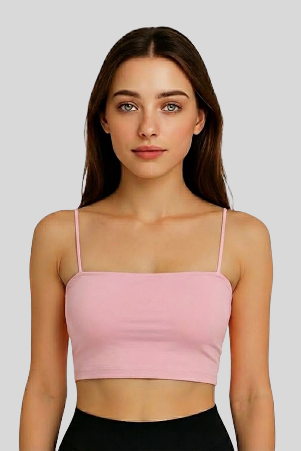 Teen Girls’ Full-Coverage Sport Padded Bra – Seamless Crop-Slip Design with Spaghetti Straps & Soft Fit - 1888