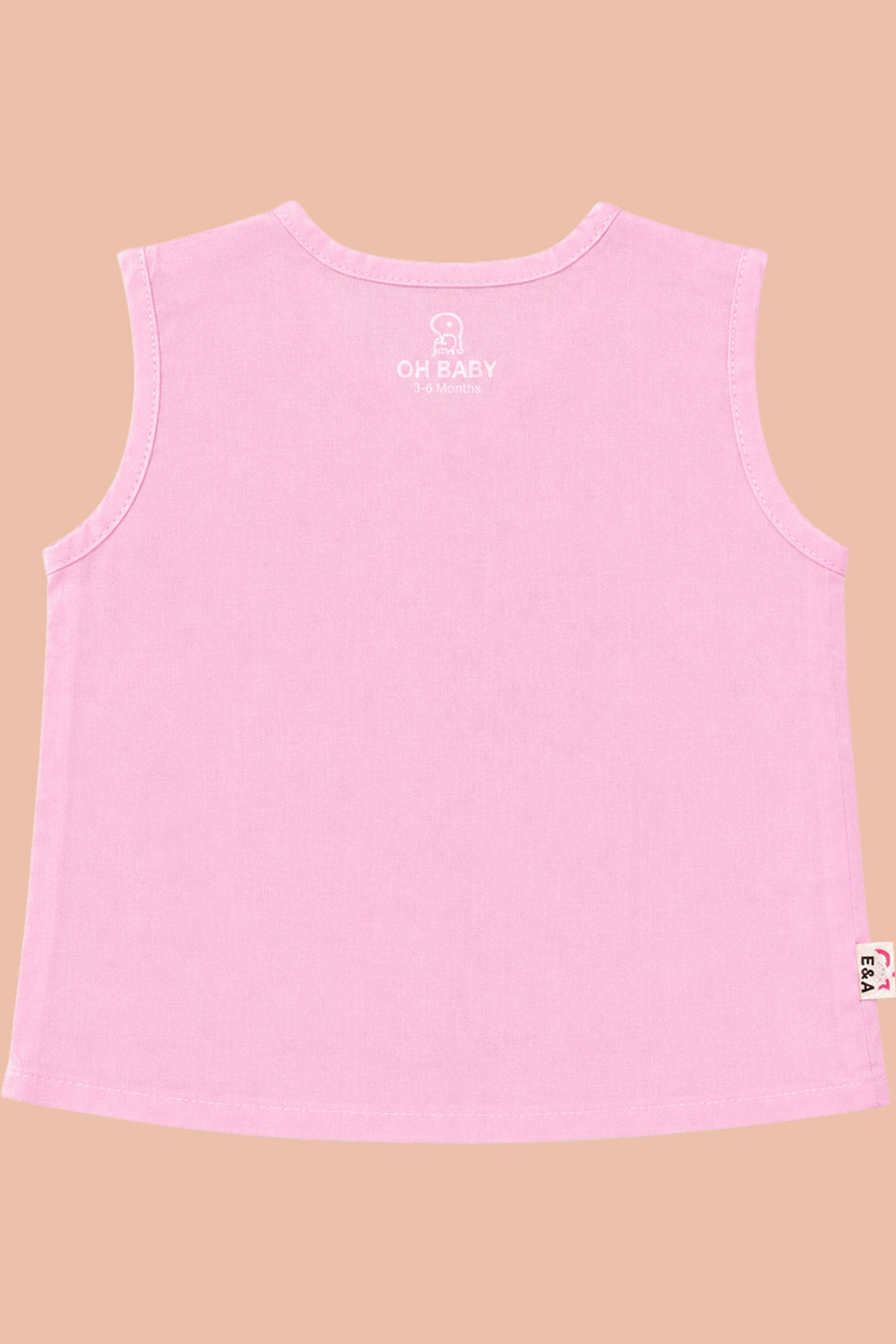 Oh Baby 100% Pure Cotton Everyday Comfort Baby Vest – Soft Breathable Infant Innerwear for Newborn Boys & Girls - Pink - VS06