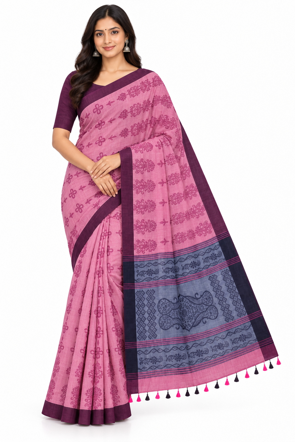 Women's Jacquard Cotton Blend Khadi Saree | Lightweight Ethnic Wear Saree for Daily Wear & Casual Outings - G189