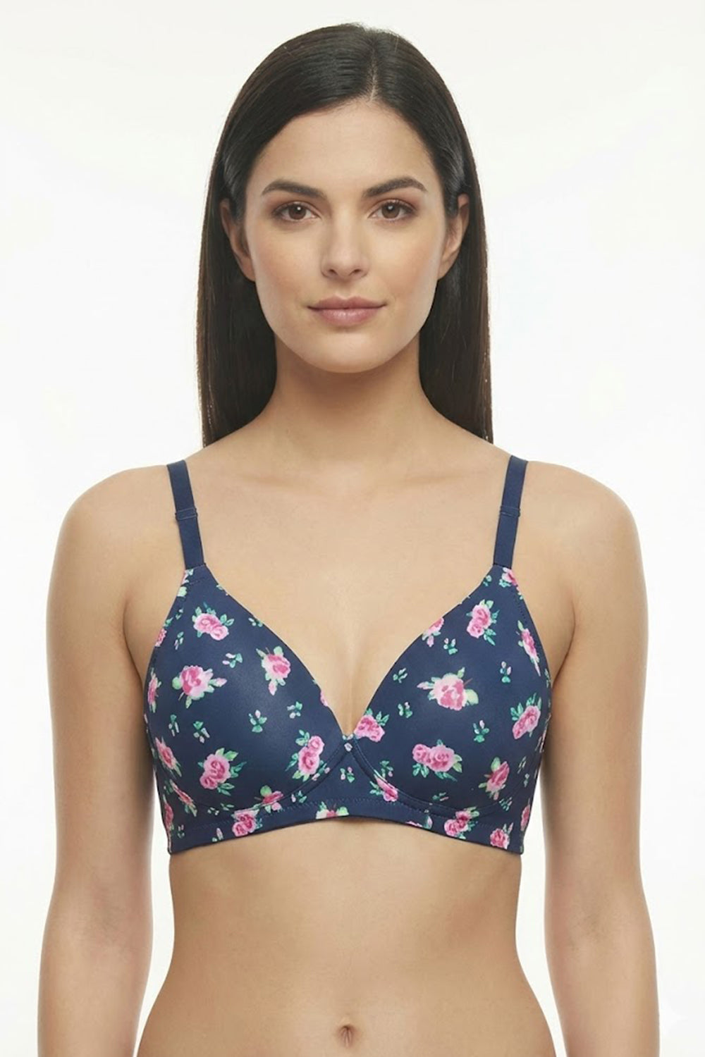 Printed Plunge Padded Bra – Low-Coverage, Seamless & Sweat-Resistant Soft Comfort - 6688