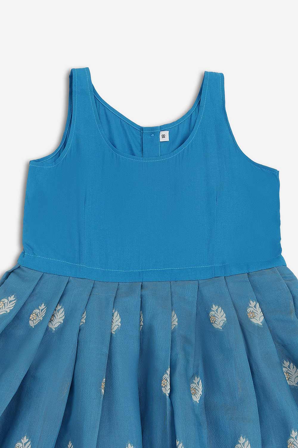 Chittythalli Girls Chanderi Pavadai Set – Asymmetrical Embroidered Top with Knife Pleated Skirt | Traditional Ethnic Wear for Girls - PS11
