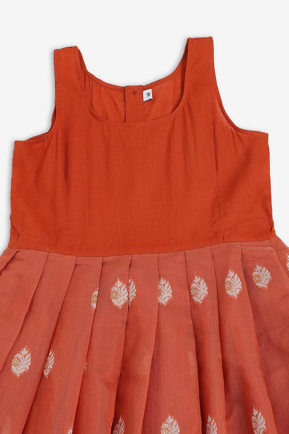 Chittythalli Girls Chanderi Pavadai Set – Asymmetrical Embroidered Top with Knife Pleated Skirt | Traditional Ethnic Wear for Girls - PS11