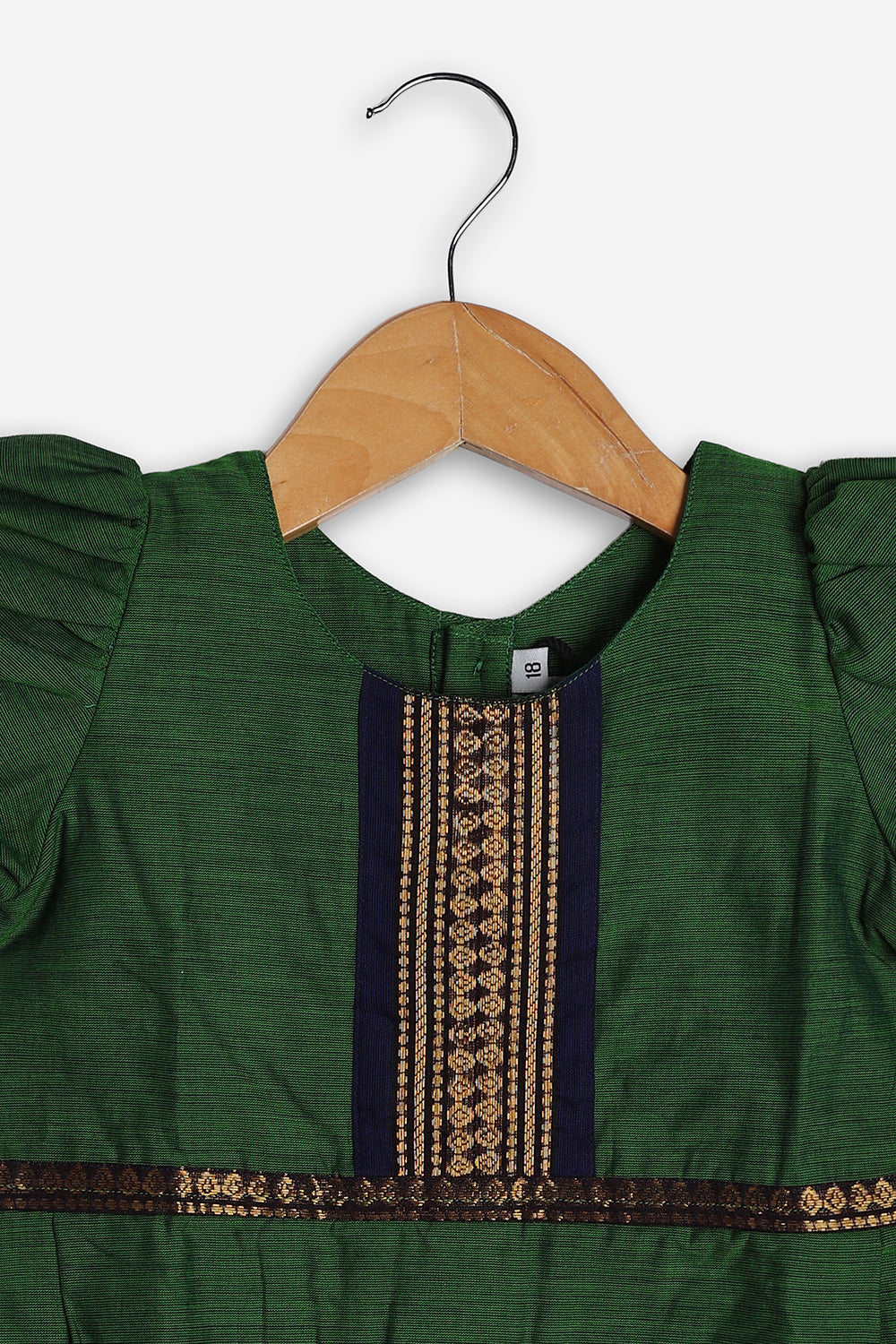 Chittythali Girls Handloom Kanchi Cotton Pavadai Set | Traditional Peplum Top & Pleated Skirt Set | Kids Ethnic Wear | Temple, Festive & Wedding Wear for Girls - PS16