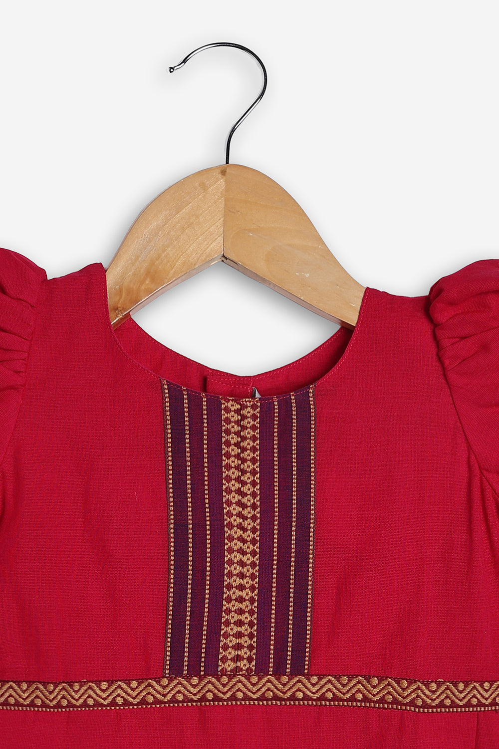 Chittythali Girls Handloom Kanchi Cotton Pavadai Set | Traditional Peplum Top & Pleated Skirt Set | Kids Ethnic Wear | Temple, Festive & Wedding Wear for Girls - PS16