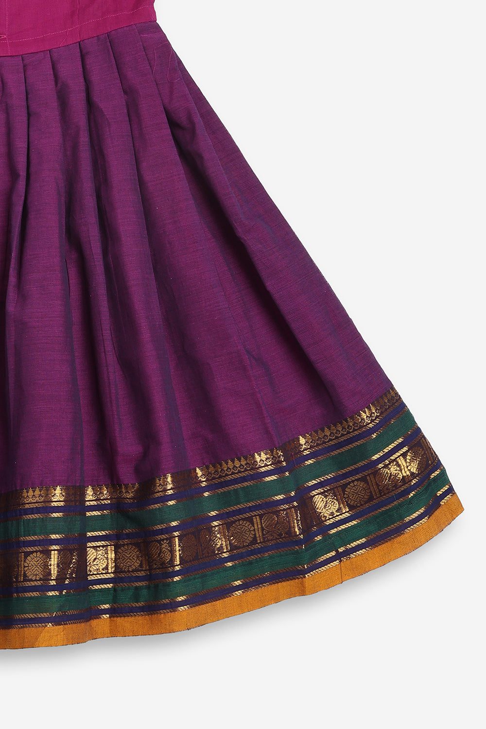 Chittythali Girls Handloom Kanchi Cotton Pavadai Set | Traditional Cotton Top & Skirt Set for Girls | Ethnic Wear | Temple, Festive, Wedding & Occasion Wear - PS17
