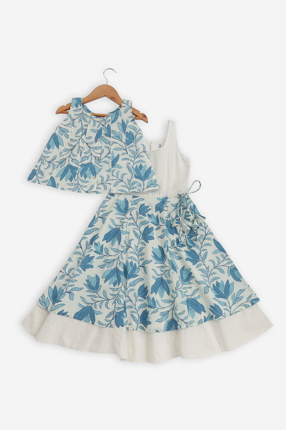 Chittythali Girls Cotton Cambric Pavadai Set with Layered Kali Skirt | Traditional Ethnic Wear & Festive Wear for Girls - PS22