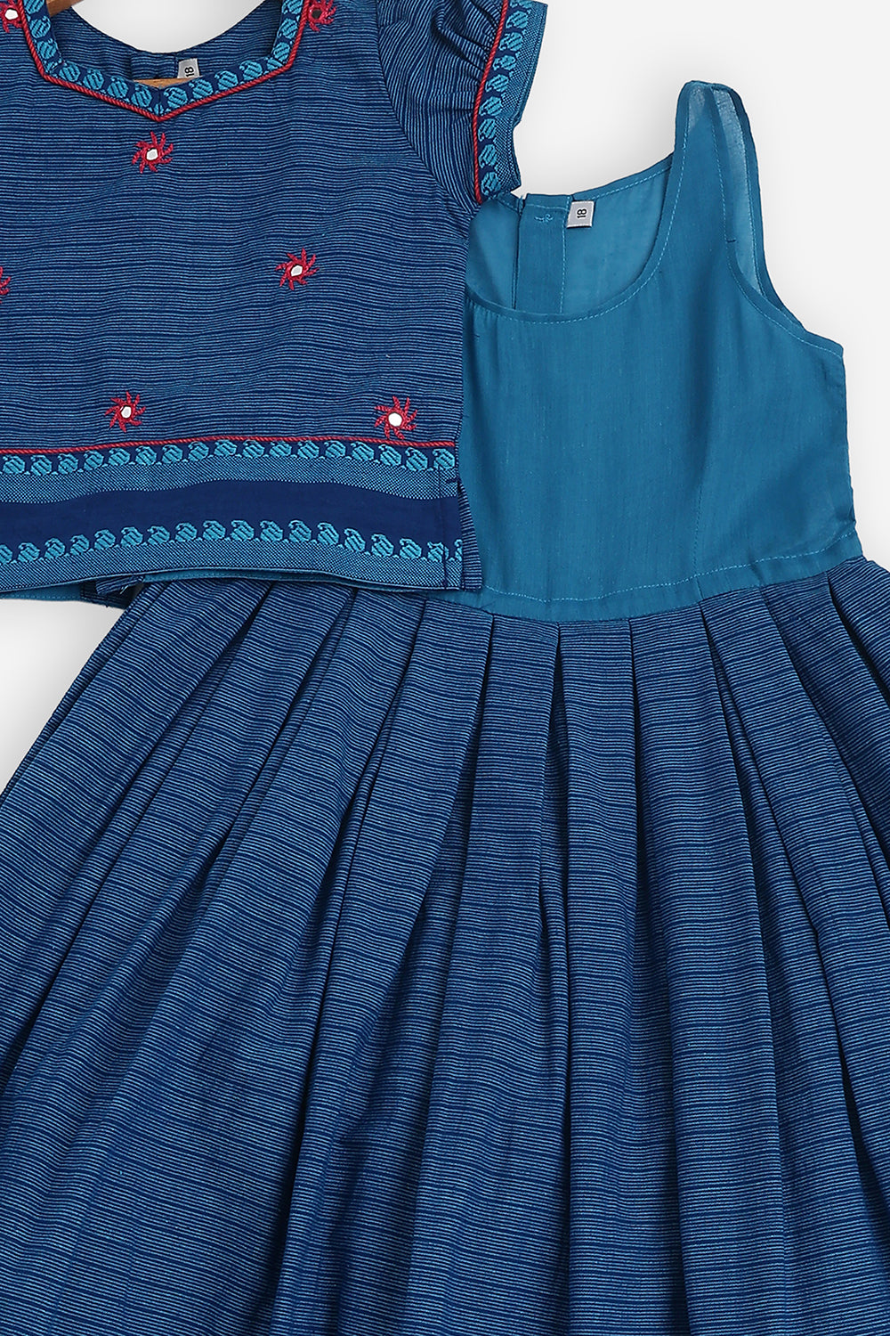 Chittythali Girls Cotton Blend Pavadai Set with Kali Skirt | Traditional Ethnic Wear & Festive Wear for Girls - PS88