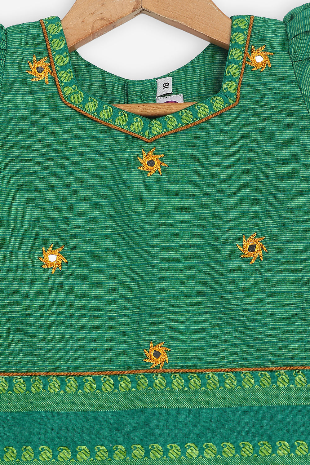 Chittythali Girls Cotton Blend Pavadai Set with Kali Skirt | Traditional Ethnic Wear & Festive Wear for Girls - PS88
