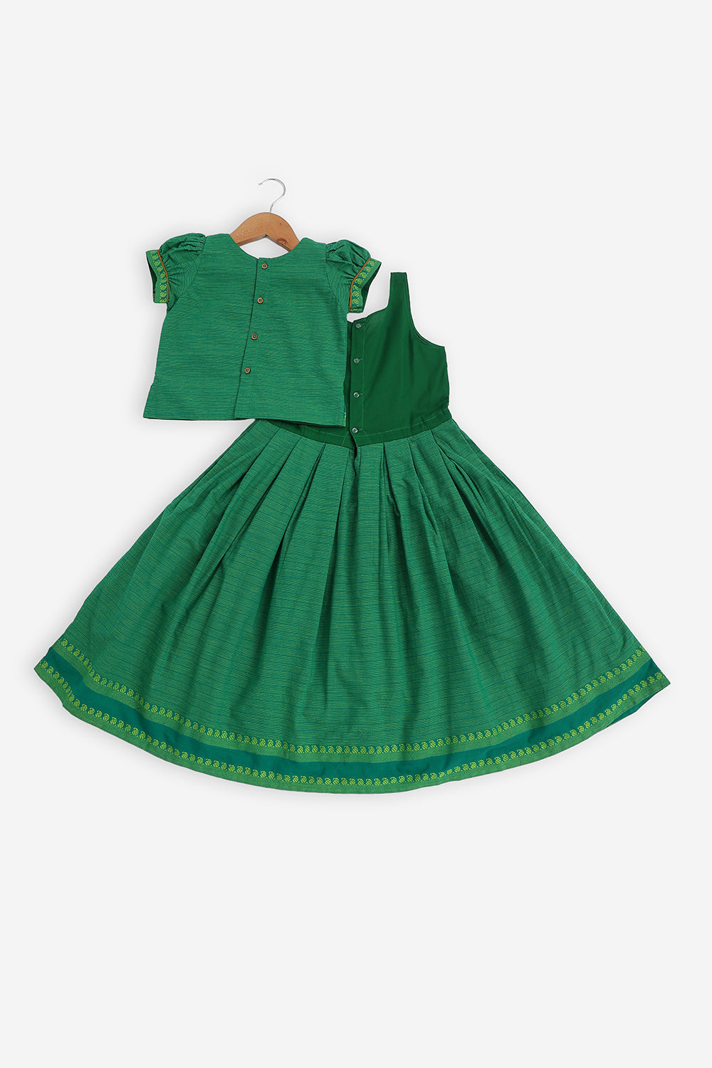 Chittythali Girls Cotton Blend Pavadai Set with Kali Skirt | Traditional Ethnic Wear & Festive Wear for Girls - PS88