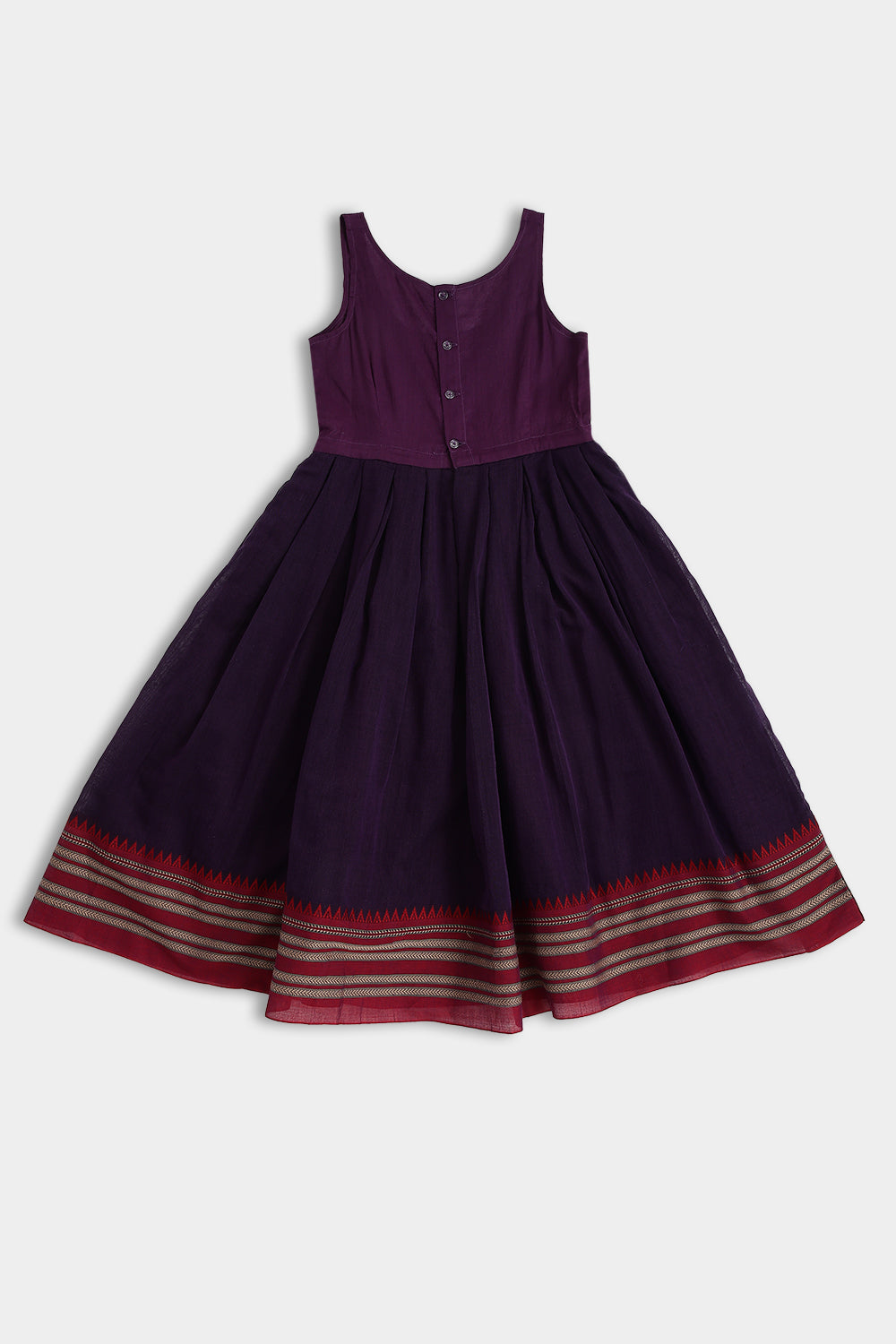 Chittythalli Girls Pavadai Set – Handloom Cotton Asymmetrical Top with Bead Embroidery & Pleated Skirt | Traditional Ethnic Wear - PS95