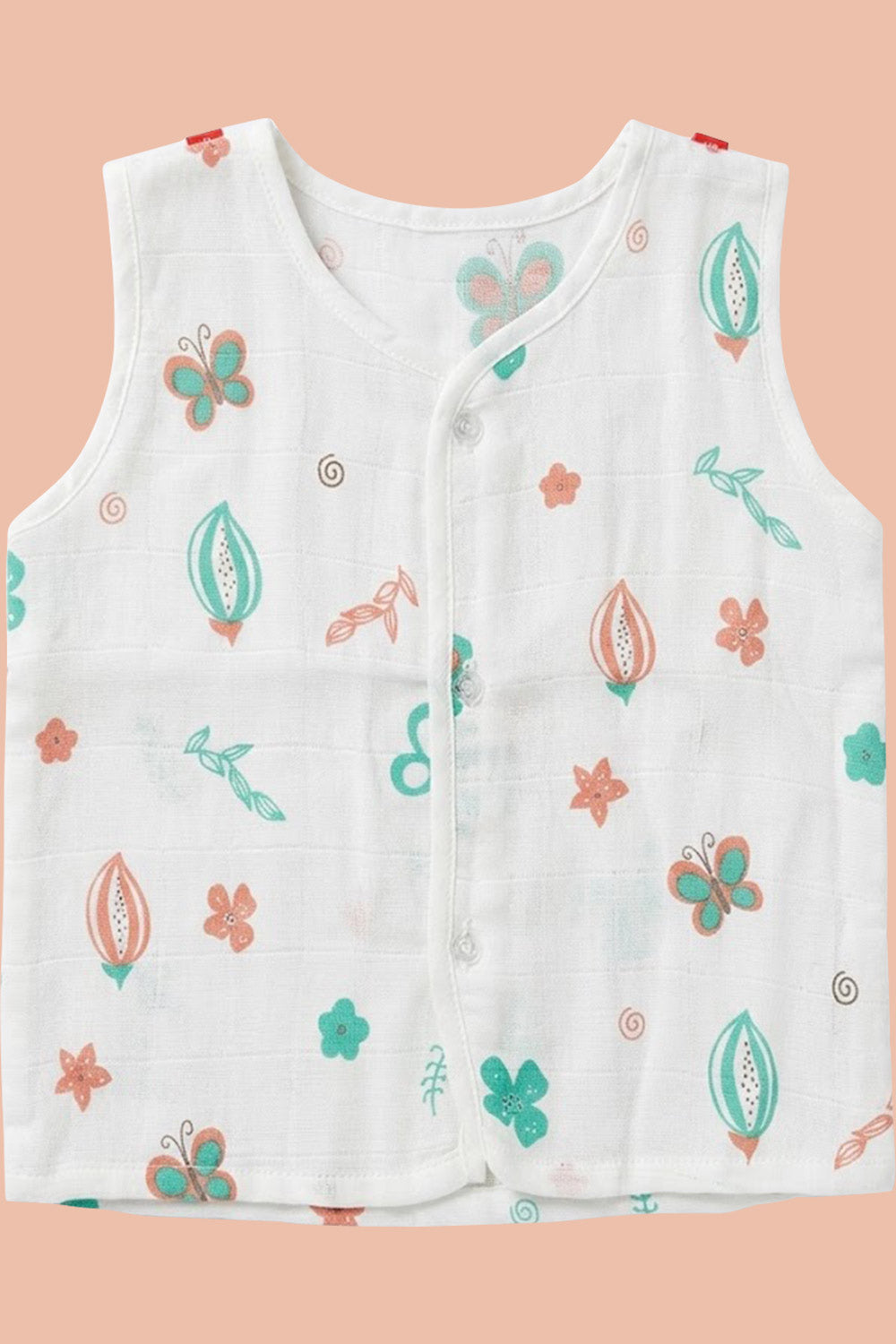 Oh Baby 100% Pure Cotton Everyday Comfort Baby Vest – Soft Breathable Infant Innerwear for Newborn Boys & Girls - Printed - PV01
