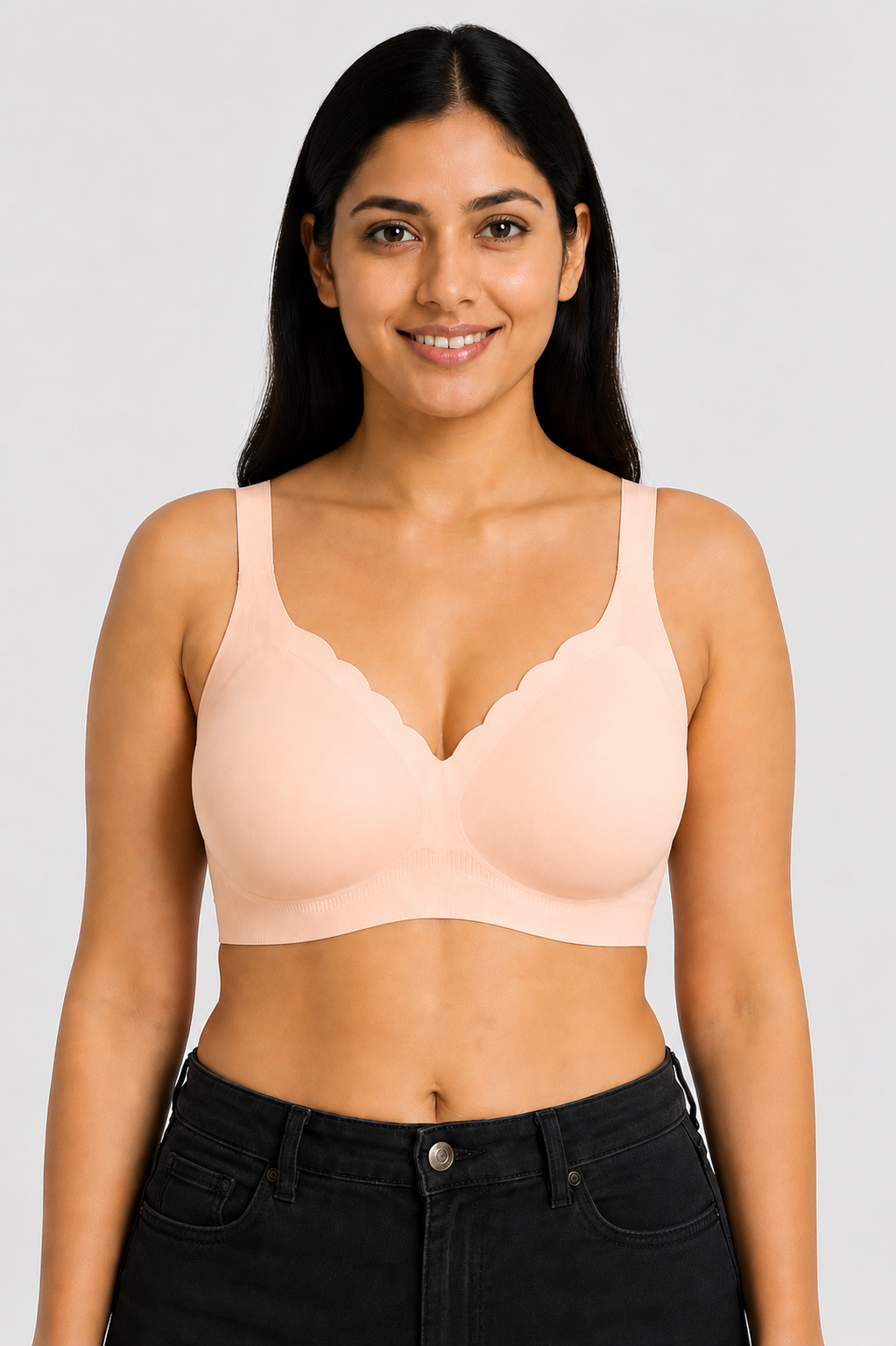 Women's Seamless Padded Full Coverage Plus Size Bra | Non-Wired Modal Bra with Broad Straps | Soft Everyday T-Shirt Bra for Women - 9330