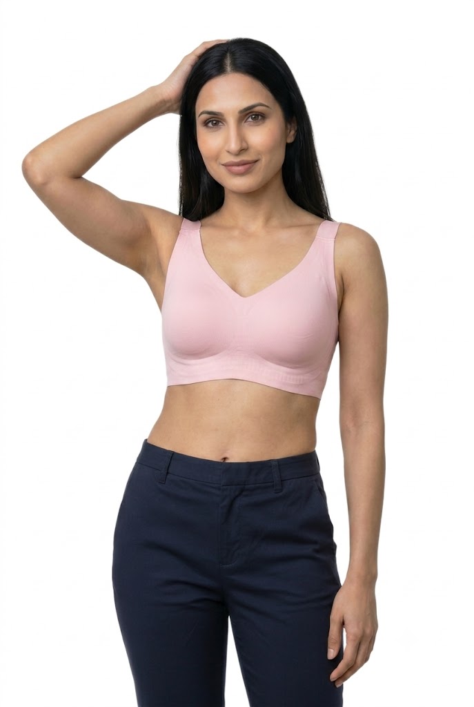 Women's Seamless Lightly Padded Full Coverage Plus Size Bra | Non-Wired Modal T-Shirt Bra with Broad Straps | Everyday Comfort Bra for Women - 807