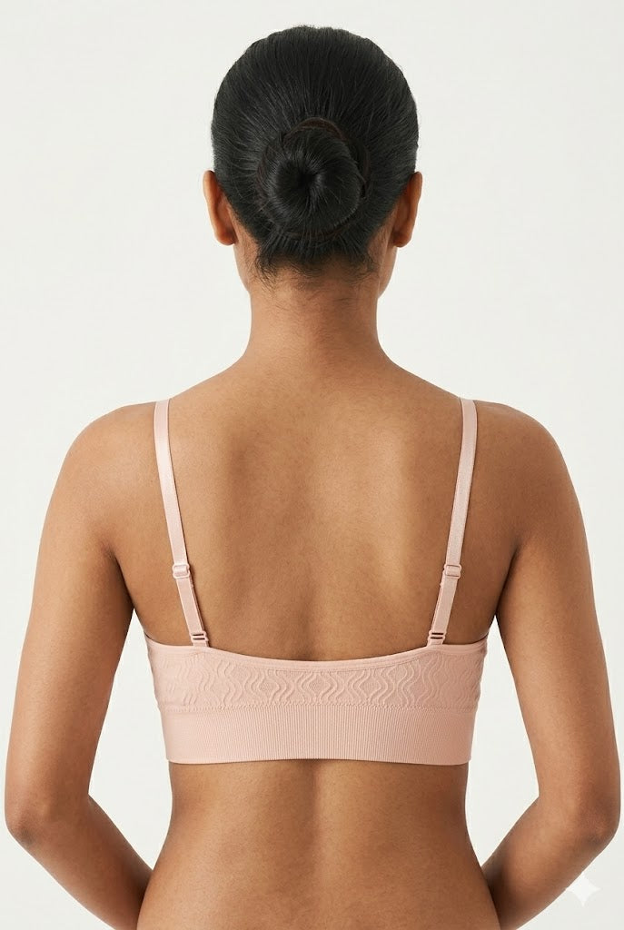 Seamless Padded Bra for Women – Medium Coverage Cotton Blend Bra with Broad Lower Band | Wire-Free Pull-On Comfort Bra - JSF08