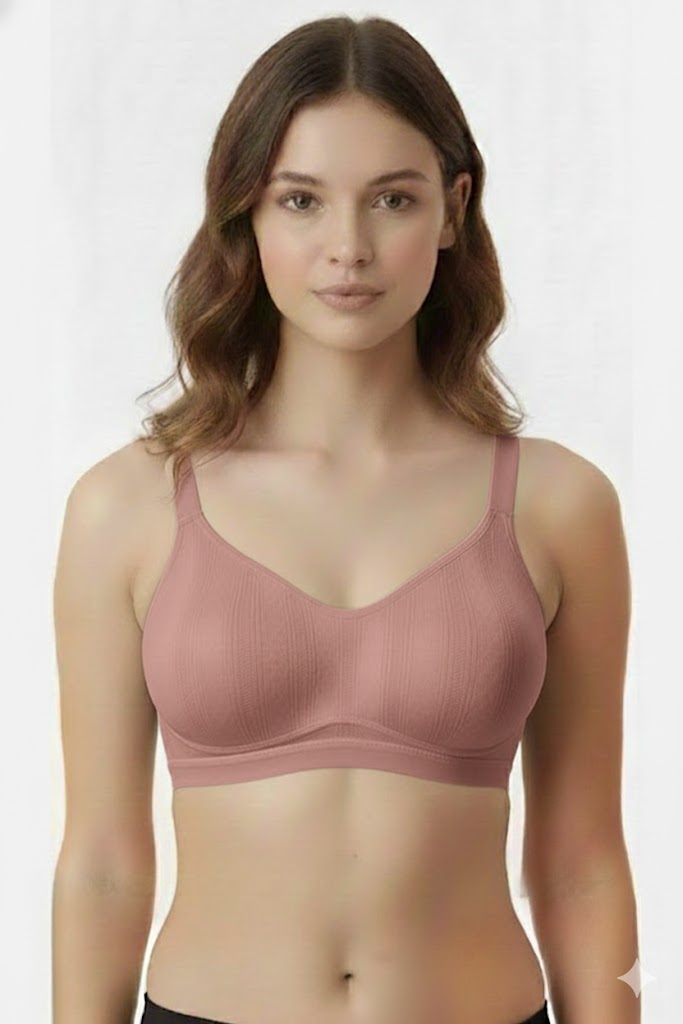 Women's Padded Cotton-Blend Bra – Medium Coverage, Seamless & Sweat-Absorbent Comfort - 7830