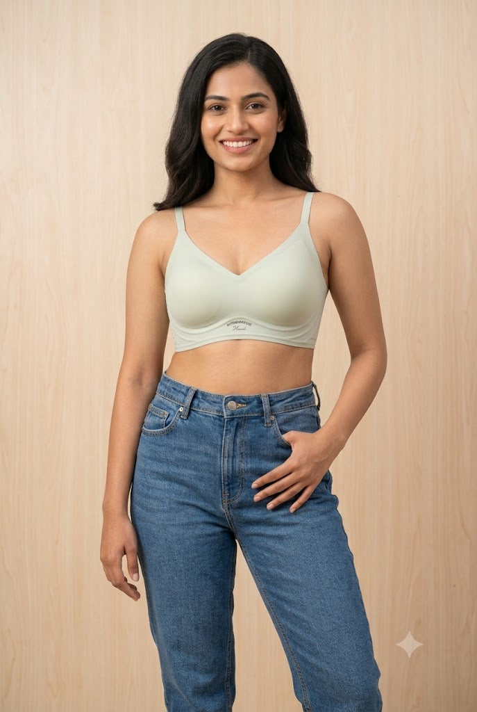 Women's Seamless Padded Full Coverage Bra | Non-Wired Modal T-Shirt Bra with Back Hook | Soft Everyday Comfort Bra for Women - A11