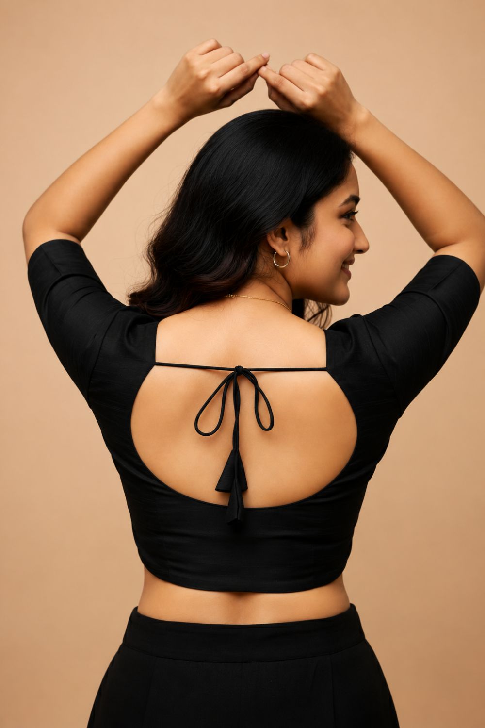 Women's Padded Art Silk Saree Blouse | Readymade Round Neck Elbow Sleeve Blouse for Women | Designer Ethnic Blouse for Sarees - R124