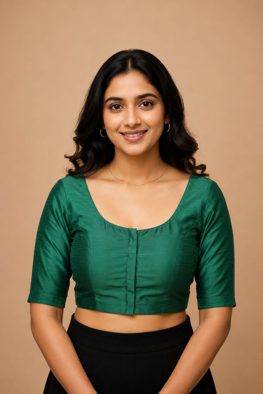 Women's Padded Art Silk Saree Blouse | Readymade Round Neck Elbow Sleeve Blouse for Women | Designer Ethnic Blouse for Sarees - R124