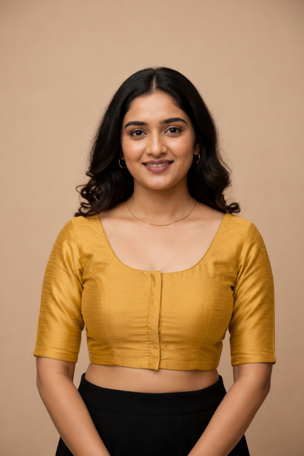 Women's Padded Art Silk Saree Blouse | Readymade Round Neck Elbow Sleeve Blouse for Women | Designer Ethnic Blouse for Sarees - R124