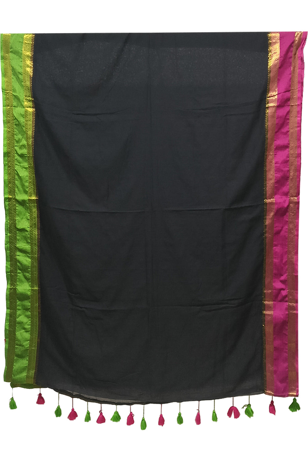 Naidu Hall Women's Black Mulmul Cotton Blend Jacquard Saree with Blouse | Lightweight Ethnic Wear Saree - R127