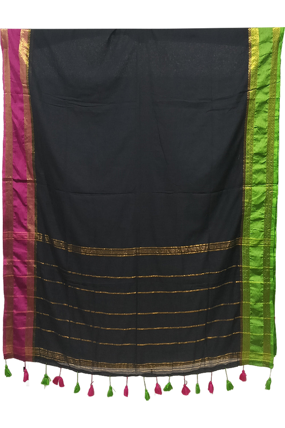 Naidu Hall Women's Black Mulmul Cotton Blend Jacquard Saree with Blouse | Lightweight Ethnic Wear Saree - R127