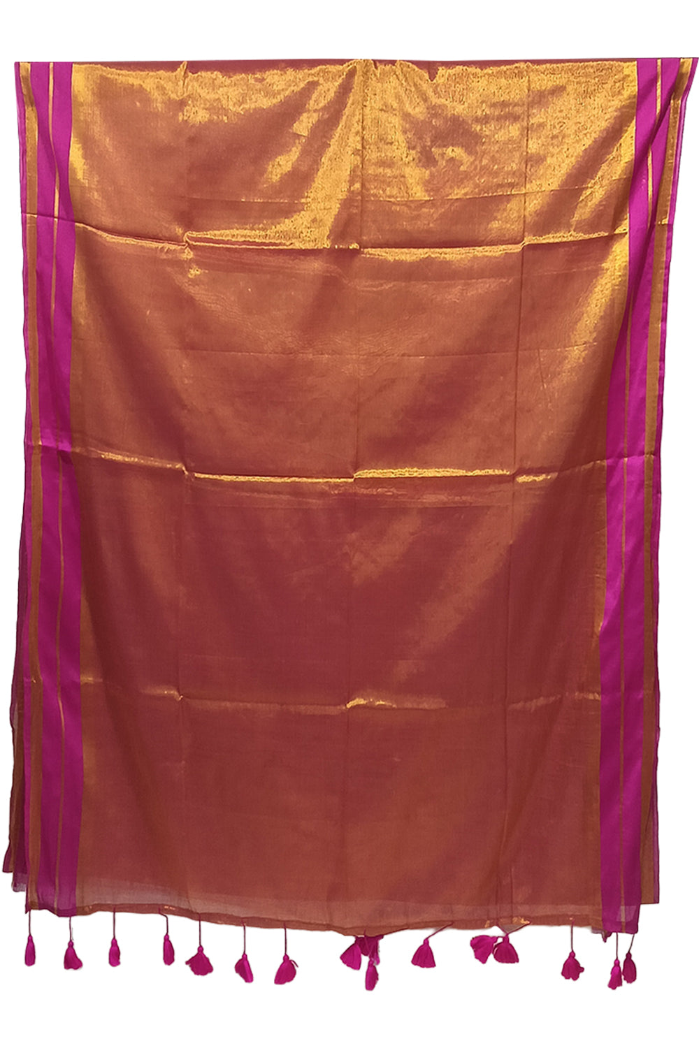 Naidu Hall Women's Rani Pink Tissue Cotton Blend Solid Saree with Blouse | Lightweight Ethnic Wear Saree - R130