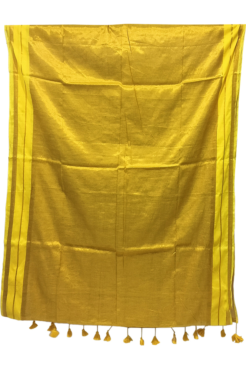 Naidu Hall Women's Yellow Tissue Cotton Blend Solid Saree with Blouse | Lightweight Ethnic Wear Saree - R130