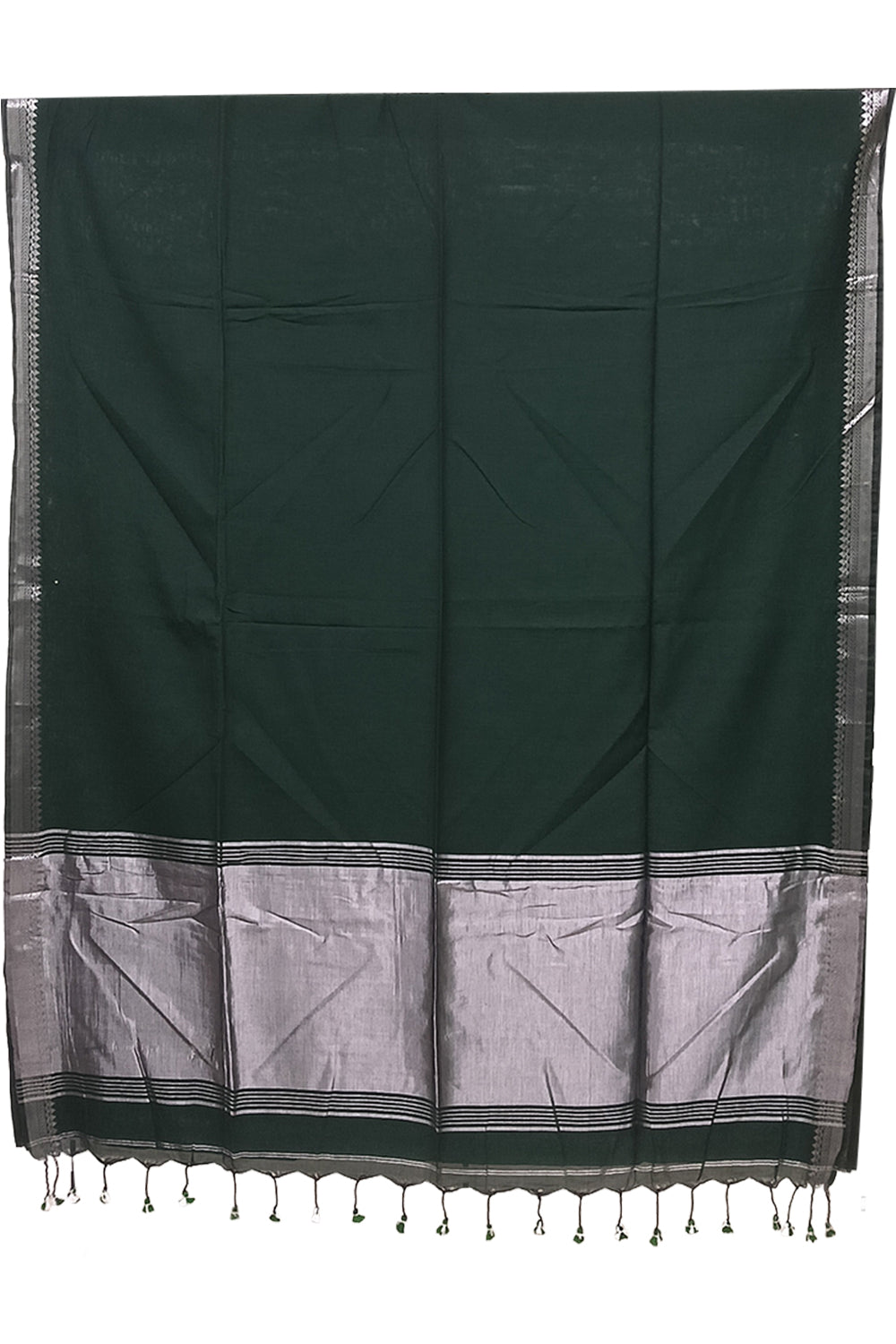 Naidu Hall Women's Dark Green Bengal Cotton Blend Jacquard Saree with Blouse | Lightweight Ethnic Wear Saree - R558