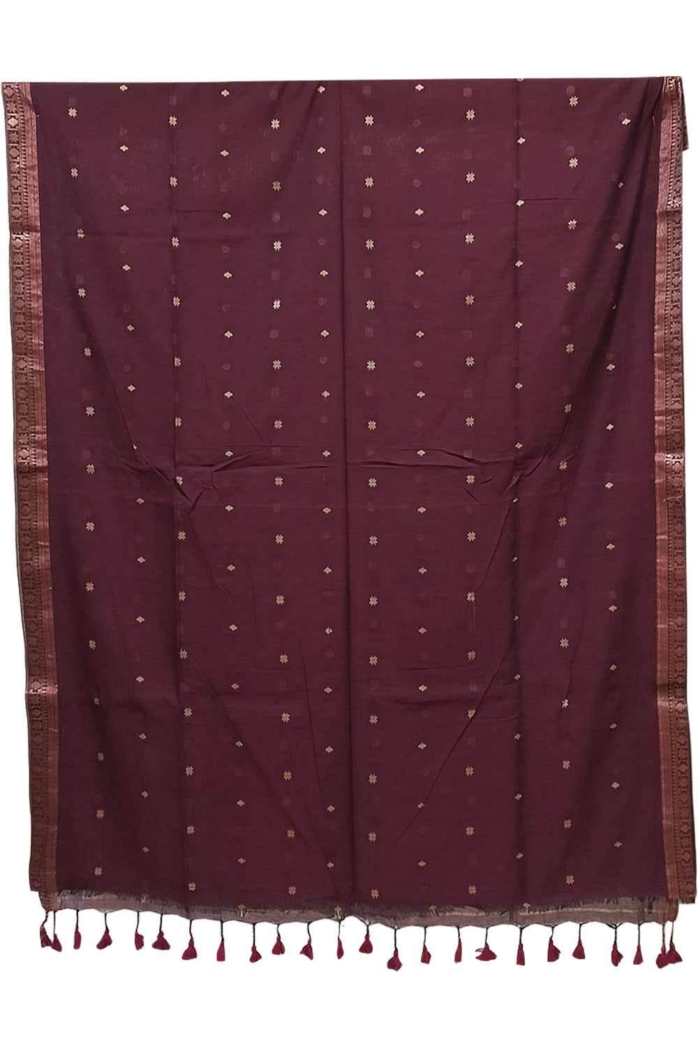 Naidu Hall Women's Maroon Bengal Cotton Blend Jacquard Saree with Blouse | Lightweight Ethnic Wear Saree - R551
