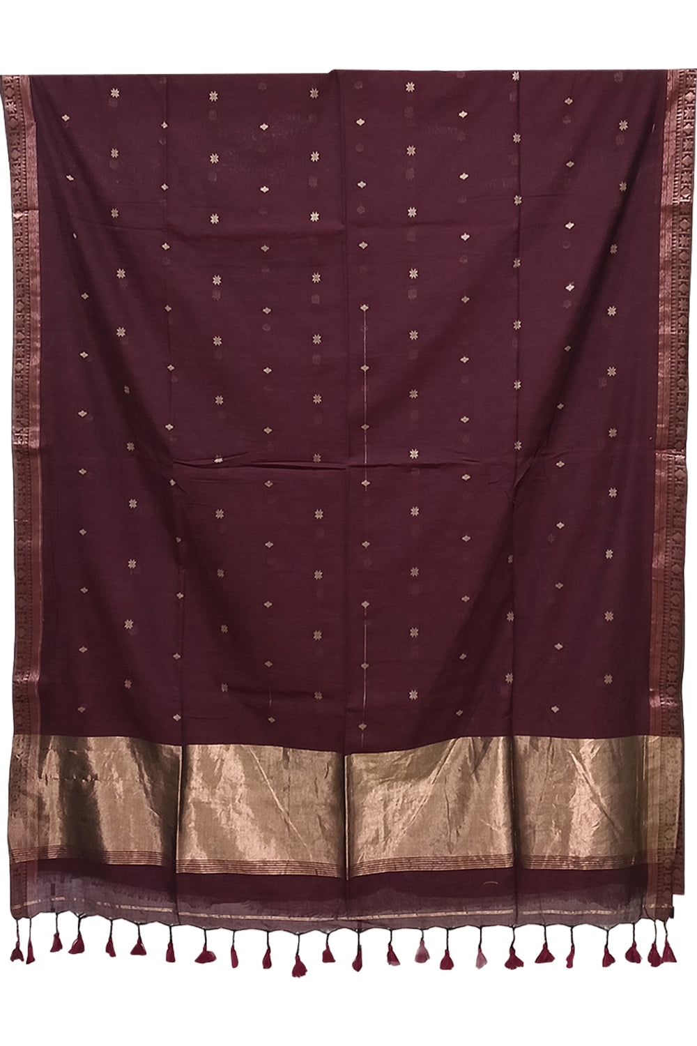 Naidu Hall Women's Maroon Bengal Cotton Blend Jacquard Saree with Blouse | Lightweight Ethnic Wear Saree - R551