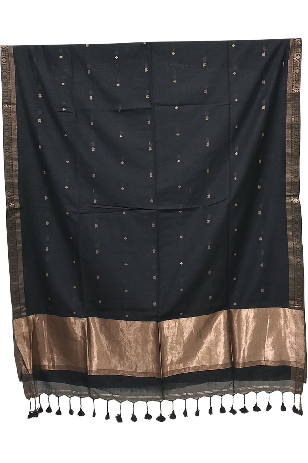 Naidu Hall Women's Black Bengal Cotton Blend Jacquard Saree with Blouse | Lightweight Ethnic Wear Saree - R553