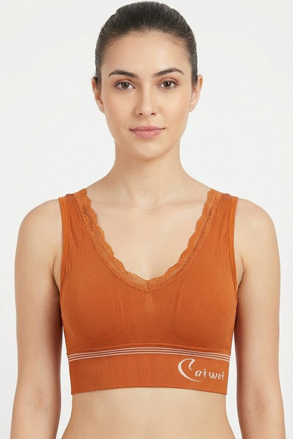 Teen Girls’ Full-Coverage Padded Sport Bra – Seamless, Sweat-Absorbent Crop-Slip Fit with High Waistband - 2041