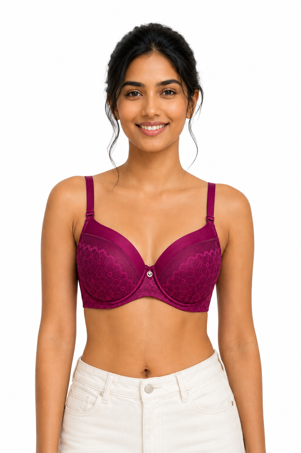 Women's Heavy Push-Up Lace Bra | Underwired Seamless Padded Bra for Women | Low Coverage Cotton Blend Fashion Bra - 1209