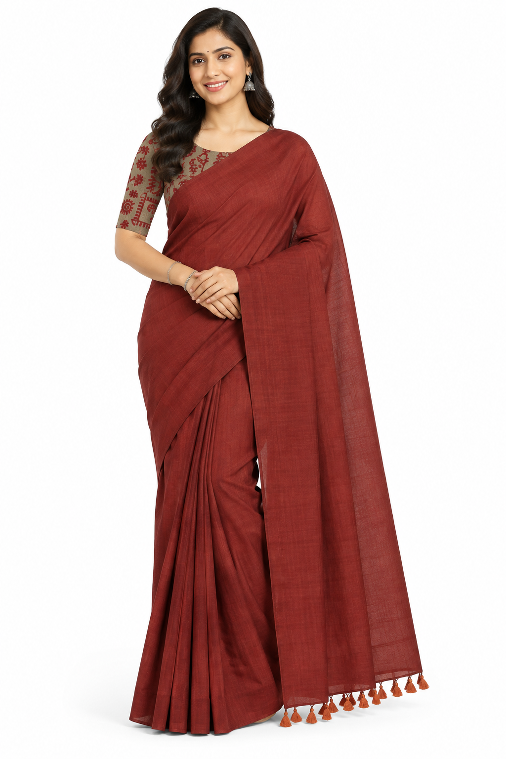 Women's Solid Cotton Blend Khadi Saree | Lightweight Ethnic Wear Saree for Daily Wear & Casual Outings - G359