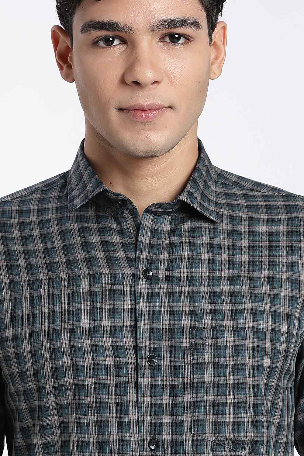 Enhance Men’s Cotton Check Shirt – Full Sleeve Casual Shirt with Button Placket & Pocket | Everyday Wear Shirt for Men - Blue1 - SH37