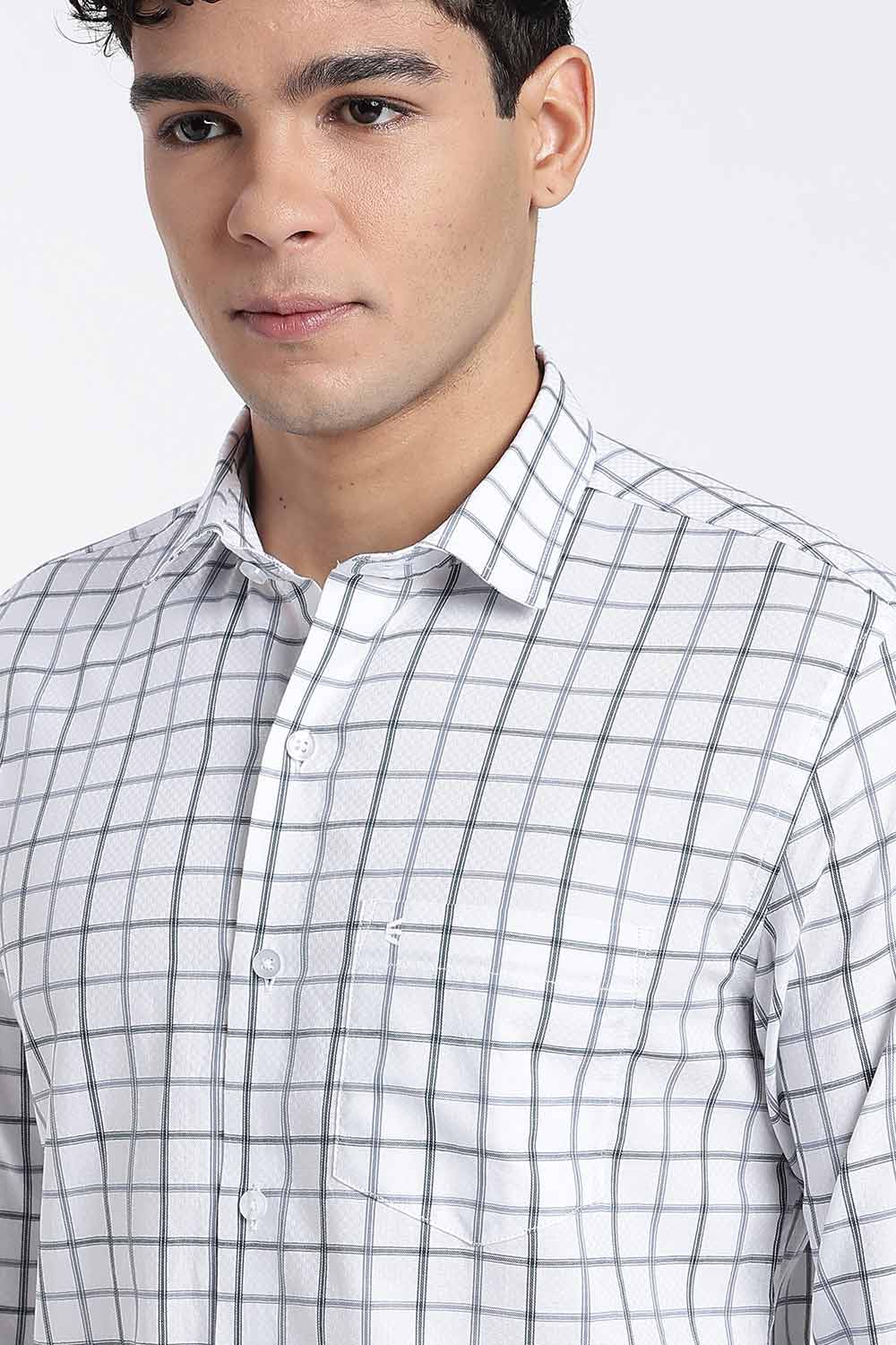 Enhance Men’s Cotton Check Shirt – Full Sleeve Casual Shirt with Button Placket & Pocket | Everyday Wear Shirt for Men - Blue - SH37