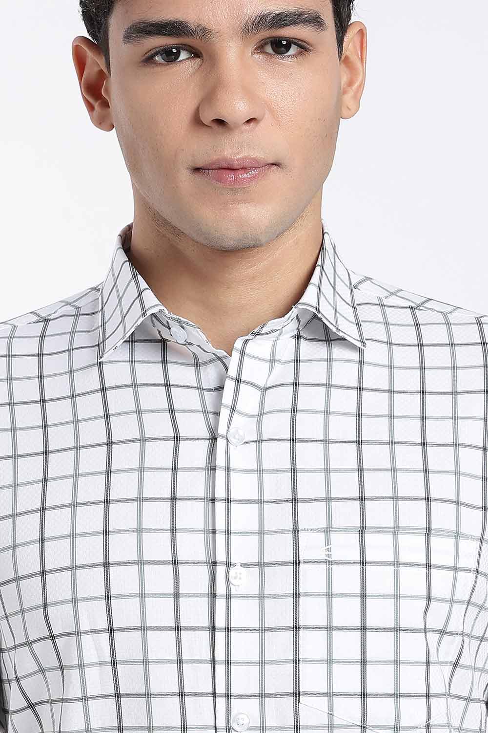Enhance Men’s Cotton Check Shirt – Full Sleeve Casual Shirt with Button Placket & Pocket | Everyday Wear Shirt for Men - Green - SH37