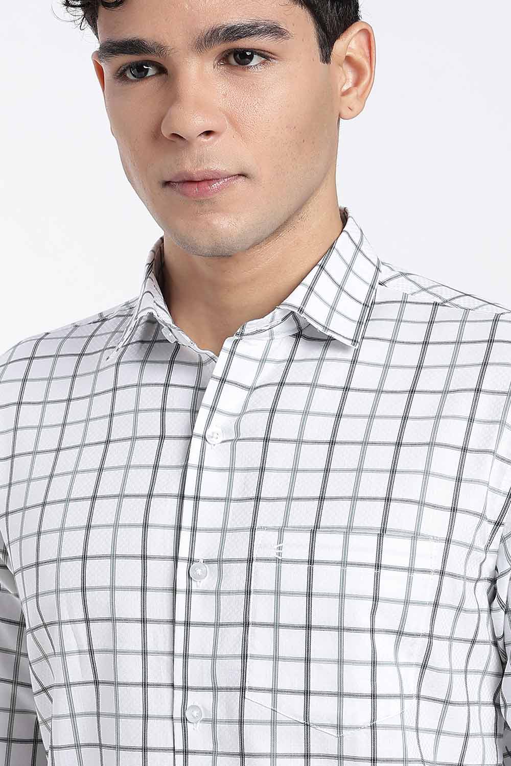 Enhance Men’s Cotton Check Shirt – Full Sleeve Casual Shirt with Button Placket & Pocket | Everyday Wear Shirt for Men - Green - SH37