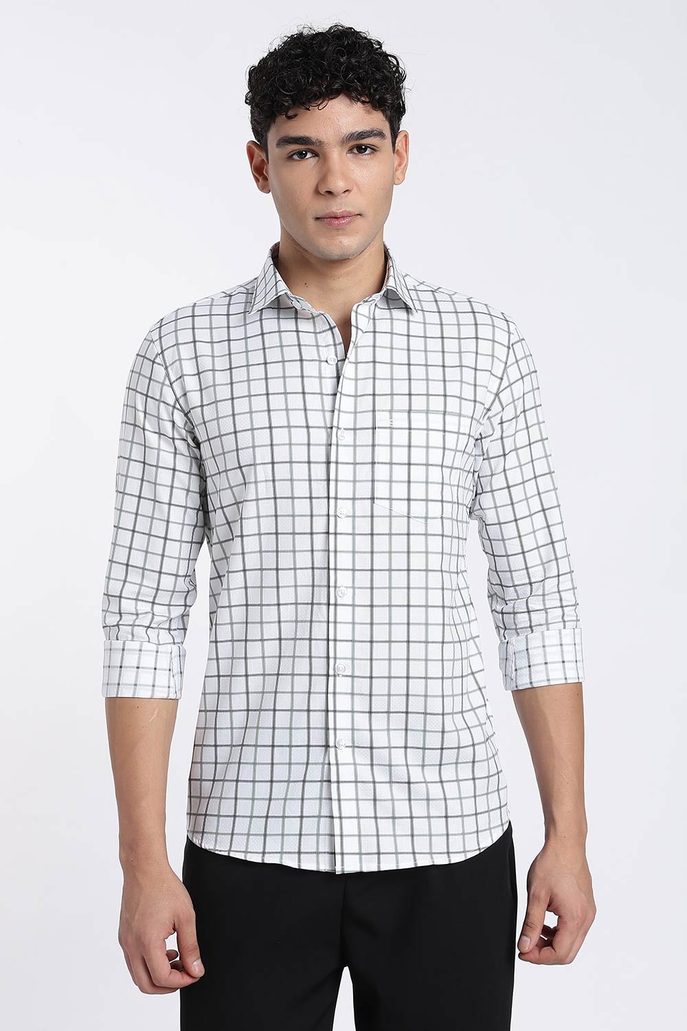 Enhance Men’s Cotton Check Shirt – Full Sleeve Casual Shirt with Button Placket & Pocket | Everyday Wear Shirt for Men - Green - SH37