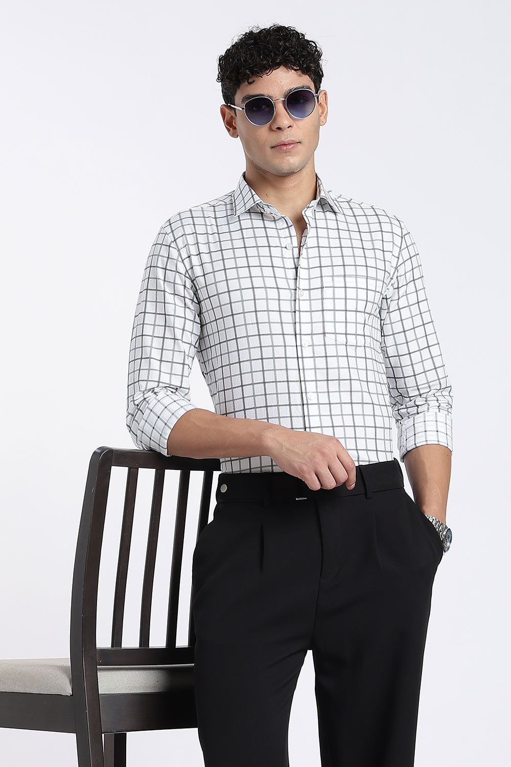 Enhance Men’s Cotton Check Shirt – Full Sleeve Casual Shirt with Button Placket & Pocket | Everyday Wear Shirt for Men - Green - SH37