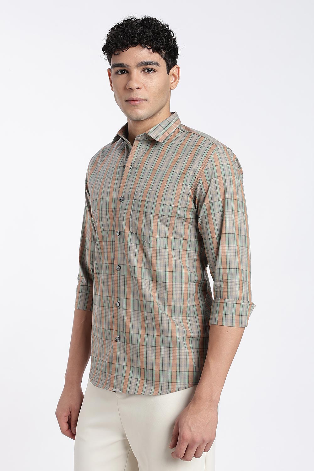 Enhance Men’s Cotton Check Shirt – Full Sleeve Casual Shirt with Button Placket & Pocket | Everyday Wear Shirt for Men - Mustard - SH37