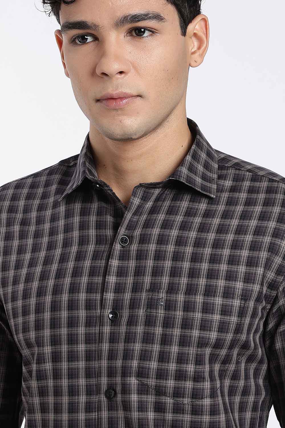 Enhance Men’s Cotton Check Shirt – Full Sleeve Casual Shirt with Button Placket & Pocket | Everyday Wear Shirt for Men - Purple - SH37