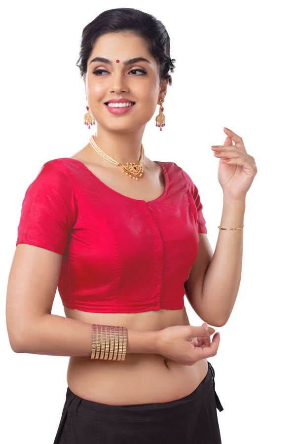 Naidu Hall Princess Cut Short Sleeve Front Open Silk Cotton Blouse - Naidu Hall Family Store