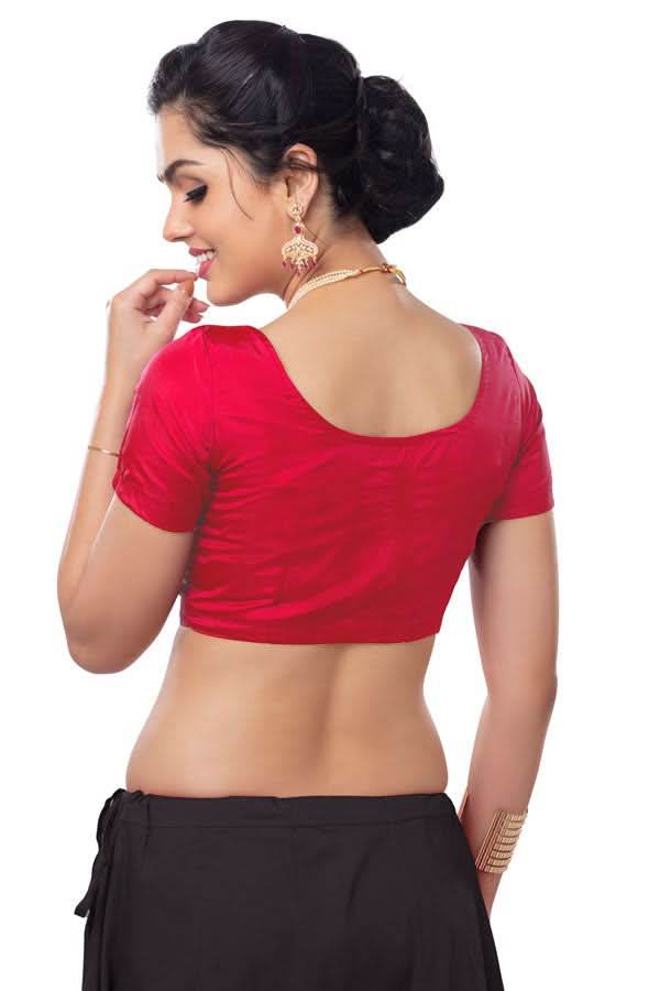 Naidu Hall Princess Cut Short Sleeve Front Open Silk Cotton Blouse - Naidu Hall Family Store