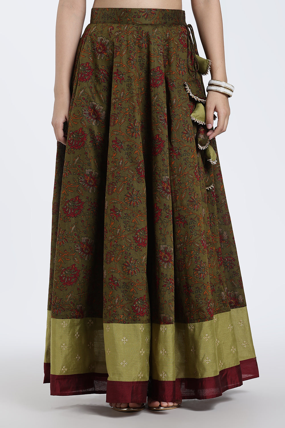 Mythri Women’s Lehenga Set – Cotton Blend Floral Printed Skirt & Top with Embroidery | Festive Wear Lehenga Choli - ST08